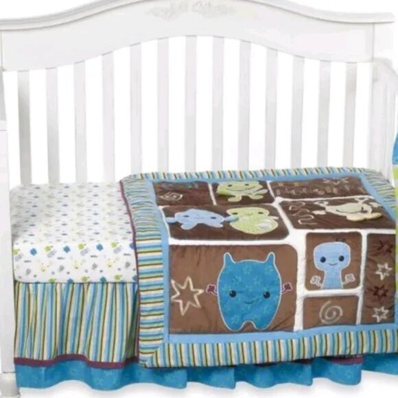 Cocalo Lil Monsters Peek-a-Boo Monster Baby Nursery Crib Bedding Set - Picture 6 of 6